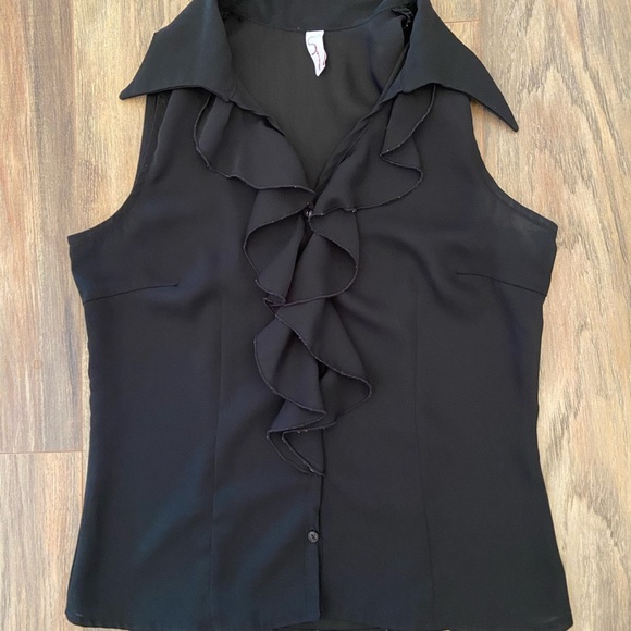 Vintage 90s Suzy Shier Black Ruffle Blouse - Picture 12 of 14